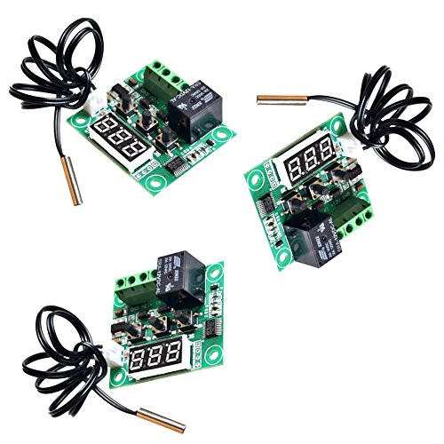 CHENBO(TM)3 Pack 12V DC Digital Cooling/Heating Thermostat Temp Control -50-110 °c Temperature Controller 10A Relay Module With Waterproof Sensor Probe
