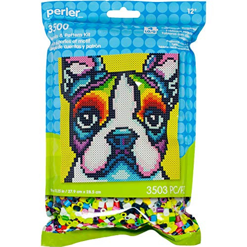 Perler Beads Rainbow Terrier Dog Pattern and Fuse Bead Kit, 11'' X 11.5'', 3503Pc, Multicolor