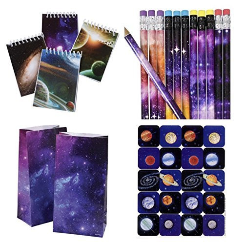 3 Dozen (36) GALAXY - OUTER Space PARTY FAVORS - 12 ea - PENCILS - Mini NOTEBOOKS & Goody BAGS - Plus - Bonus Sheet of 20 PLANET Stickers - Science - PLANET SOLAR SYSTEM Classroom TEACHER Rewards 3 Dozen (36) GALAXY - OUTER Space PARTY FAVORS - 12 ea - PENCILS - Mini NOTEBOOKS & Goody BAGS - Plus - Bonus Sheet of 20 PLANET Stickers - Science - PLANET SOLAR SYSTEM Classroom TEACHER Rewards