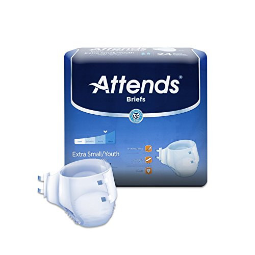 Attends Incontinence Care Briefs for Youths, X-Small, 24 count (Pack of 4)