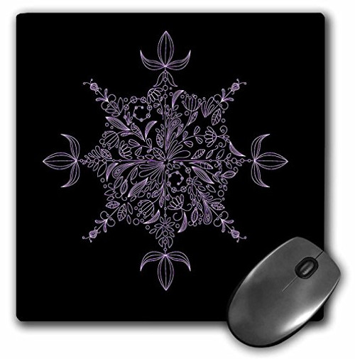 3dRose LLC 8 x 8 x 0.25 Inches Mouse Pad, Pretty Purple Eight Point Flower Patterned Snowflake (mp_78372_1)