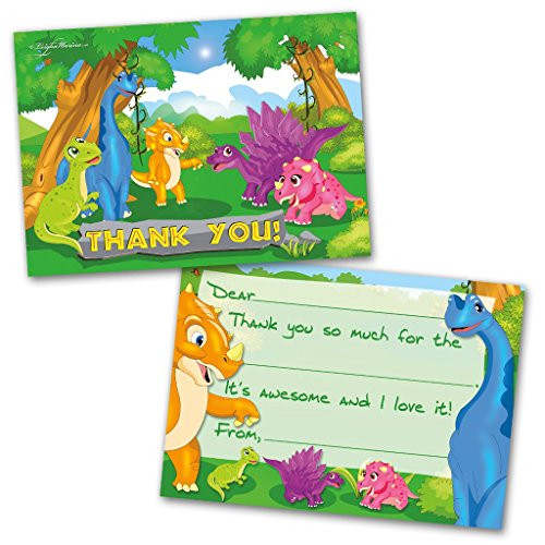 Thank You Cards | 10 Cards with Envelopes | Dinosaur Themed | Made for Kids | Flat Style | Colorful Design | Thank You Greeting Cards | Kids Thank You Cards | Children Thank You Cards