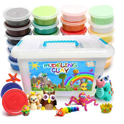FlyFlag Eco-Friendly Modeling Clay, Air Dry Molding Magic Clay, Ultra Light, Non Toxic for Kids, Teens, Creative Art DIY Crafts, Best Kids Gifts Ever, 36 Colors