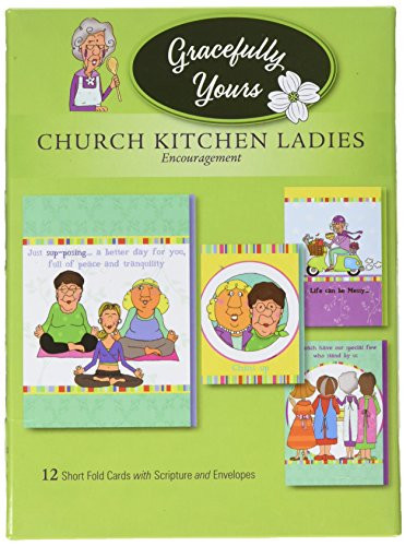 Gracefully Yours Church Kitchen Ladies Encouragement Greeting Cards, 12, 4 Designs/3 Each with Inspirational Message