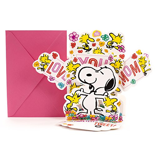 Hallmark Mother's Day Pop Up Card with Song from Son or Daughter (Peanuts Snoopy and Woodstock Pop Up, Plays Linus and Lucy by Vince Guaraldi) Hallmark Mother's Day Pop Up Card with Song from Son or Daughter (Peanuts Snoopy and Woodstock Pop Up, Plays Linus and Lucy by Vince Guaraldi)