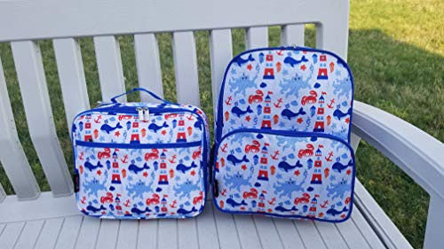 Little Planets Boy Nautical All Over Print 14'' Kid School Backpack/Lunch Bag (Set of 2 Lunch Box & Backpack)