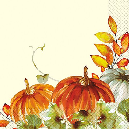 Unique Watercolor Fall Pumpkins Lunch Napkins 6.5", Ct.