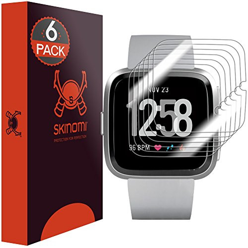 Skinomi TechSkin [6-Pack] Clear Screen Protector for Fitbit Versa [Full Coverage] Anti-Bubble HD TPU Film