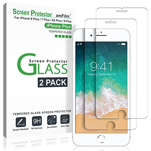 amFilm Glass Screen Protector for iPhone 8 Plus, 7 Plus, 6S Plus, 6 Plus (5.5") (2 Pack) Tempered Glass Screen Protector