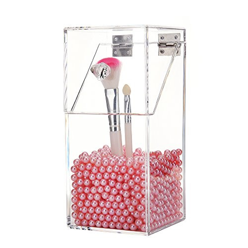Makeup Brush Holder for Cosmetic Organizer - Storage for Your Large, Small, Wide and Narrow Brushes and Cosmetics, Including Beautiful Pink Pearl