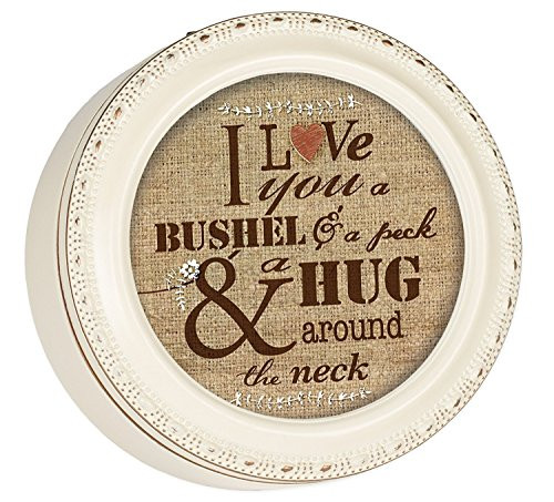 I Love You A Bushel & A Peck Ivory with Gold Rope Trim Round Jewelry Keepsake Box I Love You A Bushel & A Peck Ivory with Gold Rope Trim Round Jewelry Keepsake Box