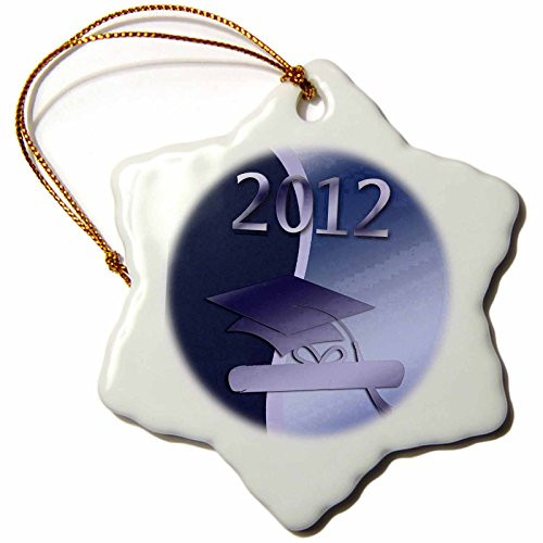 3dRose orn_40328_1 Cap and Diploma 2012 Graduation Blue Snowflake Decorative Hanging Ornament, Porcelain, 3-Inch 3dRose orn_40328_1 Cap and Diploma 2012 Graduation Blue Snowflake Decorative Hanging Ornament, Porcelain, 3-Inch