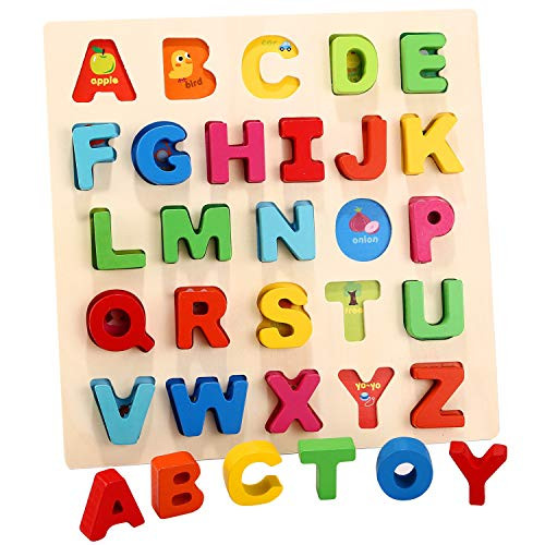 Humerry Kids Wooden Alphabet Puzzle Chunky Letters ABC Puzzles Board Montessori Toys for Boys and Girls Humerry Kids Wooden Alphabet Puzzle Chunky Letters ABC Puzzles Board Montessori Toys for Boys and Girls