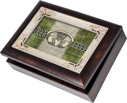 Love Loyalty Friendship Claddagh Burlwood Jewelry Music Box Plays Irish Eyes
