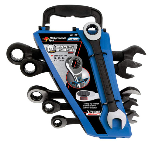 Performance Tool W1167 Black MET Ratchet Wrench Set, 6 Piece Set