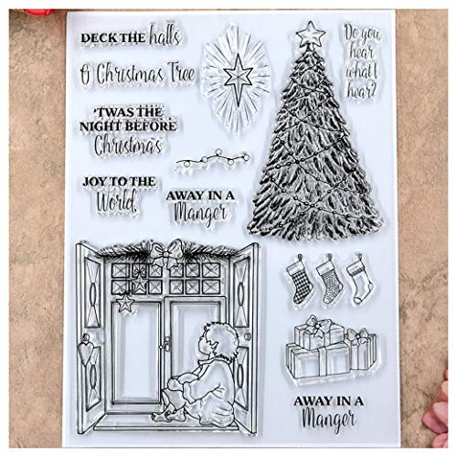 Kwan Crafts Merry Christmas Tree Lighting Clear Stamps for Card Making Decoration and DIY Scrapbooking