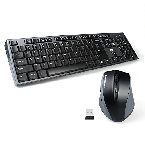 Wireless Keyboard and Mouse Combo, UHURU 2.4G USB Wireless Keyboard Mouse for Smart TV, Laptop, Computer, PC, Tablet, Desktop,Mac, Windows XP/7/8/10, Long Battery Life(Battery Included)