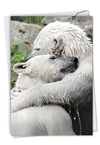 Bear Hugs: Friendship Card Featuring Loveable Polar Bears Cuddling and Playing, with Envelope. C6327BFRG