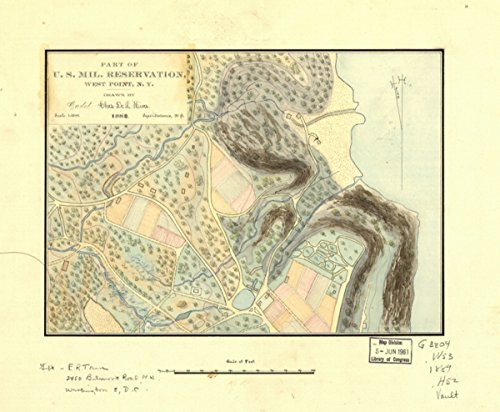1889 map Part of U.S. Mil. Reservation, West Point, N.Y|Size 20x24 - Ready to Frame| Manuscript|Topographic|New York|West Point|West Point NY