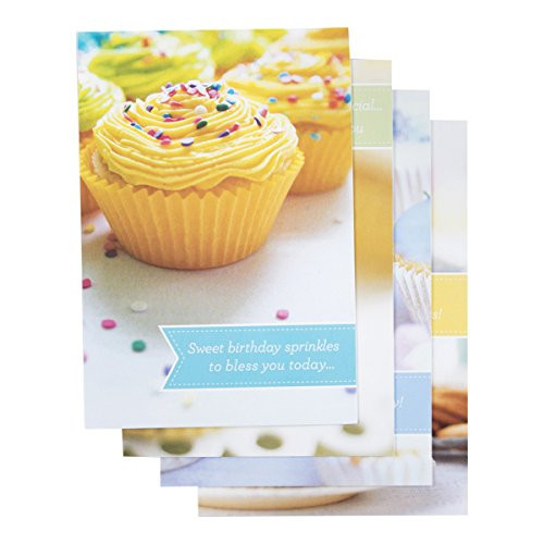 DaySpring Birthday Boxed Greeting Cards w Embossed Envelopes - Cupcakes, 12 Count