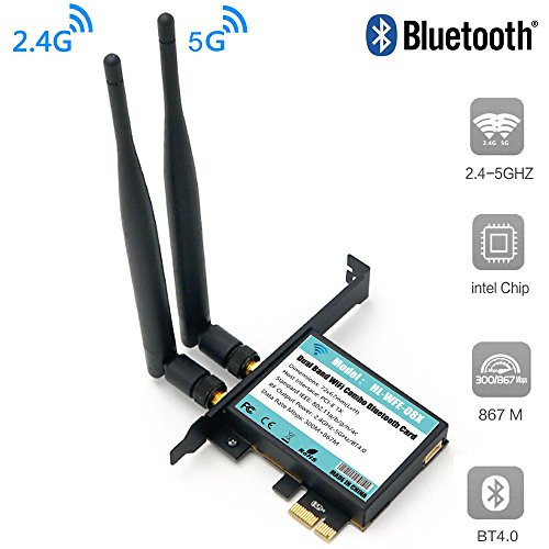 Bluetooth 4.0 WiFi Card AC 1200Mbps, 4G/55 Ubit Wireless WiFi PCIe Network Adapter Card PCI