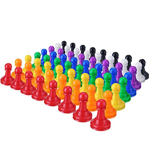 64 Pieces Multicolor Plastic Pawns Pieces Board Games Pieces, 1 Inch Game Pawns Tabletop Pieces Tabletop Markers