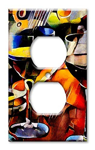 Art Plates Brand Electrical Outlet Cover Wall/Switch Plate - Colorful Wine Glasses