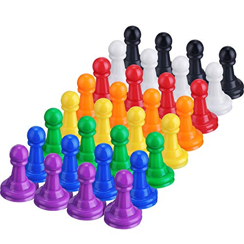 Shappy 32 Pieces Multicolor Plastic Pawns Pieces Board Games, 1 Inch Pawns Tabletop Markers Component