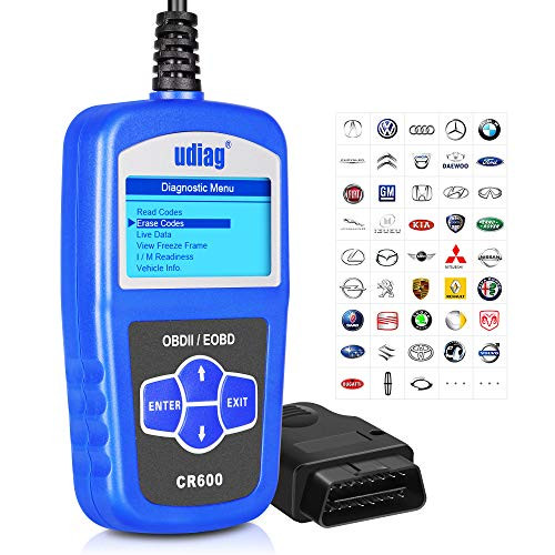 udiag OBD2 Scanner OBD Car Diagnostic Tool Obdii Scanners CR600 Universal Cars Code Reader Scan Directly Check Engine Light MIL Error Meaning Read Erase Fault Codes Identify Vehicle I/M VIN CID CVN 