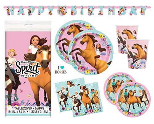 Spirit Riding Free Horse Birthday Party Supplies Set - Plates, Cups, Napkins, Tablecloth, Banner Decoration and Sticker