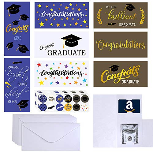 Supla 48 Sets 8 Designs Congratulations Cards Bulk Congrats Cards Grad Gift Card Money Gift Card Holder Graduation Greeting Cards Money Cards with Envelopes Stickers for College High School Supla 48 Sets 8 Designs Congratulations Cards Bulk Congrats Cards Grad Gift Card Money Gift Card Holder Graduation Greeting Cards Money Cards with Envelopes Stickers for College High School