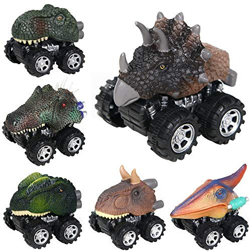 Original Color Dinosaur Cars,6 Pack Pull Back Dinosaur Vehicle Set, Mini Pull Back Animal Car Toy for Toddlers Boys Girls,Animal Vehicles for Kids Party Favors