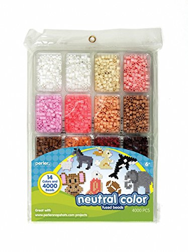 Perler Beads Neutral Colors Fuse Beads and Storage Tray For Kids Crafts, 4000 pcs