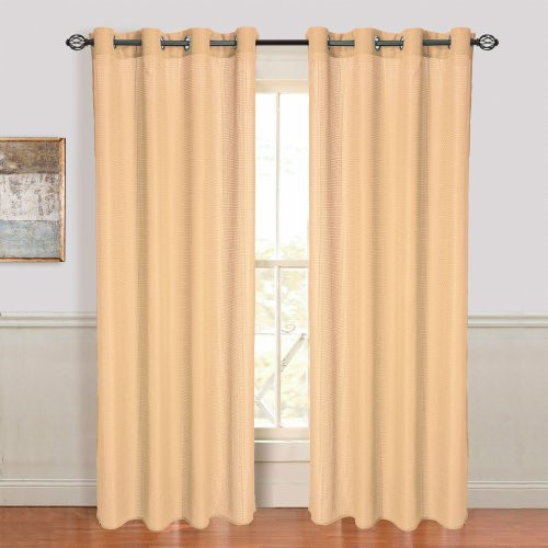 Lavish Home Olivia Jacquard Grommet Single Curtain Panel, 84-Inch, Gold