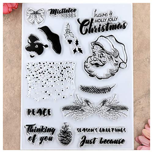 Kwan Crafts Merry Christmas Santa Snowfall Peace Clear Stamps for Card Making Decoration and DIY Scrapbooking