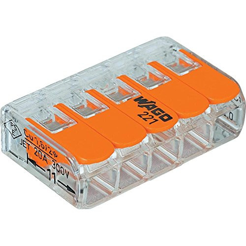 Wago 221-415 LEVER-NUTS 5 Conductor Compact Connectors 50 PK Wago 221-415 LEVER-NUTS 5 Conductor Compact Connectors 50 PK