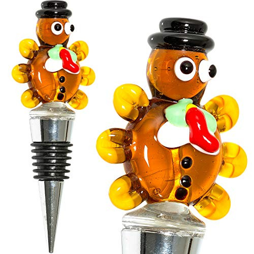 Turkey Thanksgiving Wine Bottle Stopper - Decorative, Colorful, Unique, Handmade, Eye-Catching Glass Wine Stoppers - Wine Accessories Gift for Host/Hostess - Wine Corker/Sealer