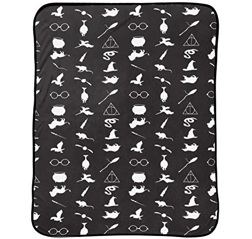 Jay Franco Kids 62" x 90" Inch Plush Blanket-Features The Deathly Hallows & Goblet of Fire, Harry Potter Iconic