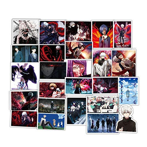 No Duplicates 50PCS Tokyo Ghoul Anime Cartoon Laptop Stickers PVC Waterproof Skateboard Pad MacBook Car Snowboard Bicycle Luggage Decal 50pcs (Tokyo Ghoul)