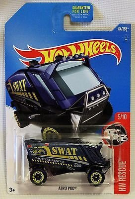 Hot Wheels Blue Aero Pod Swat HW Rescue Set 5/10 64/365