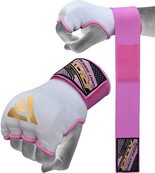 RDX Ladies Training Boxing Inner Gloves Hand Wraps MMA Fist Protector Bandages Mitts, Medium, Pink
