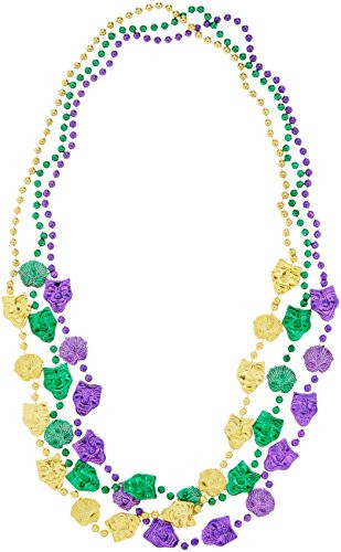 Beistle 50562 3-Pack Mardi Gras Mask Beads, 48-Inch