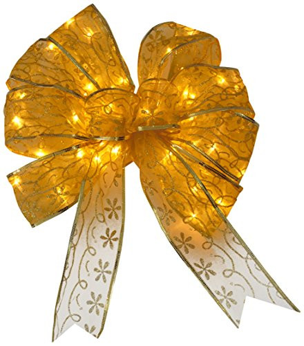 National Tree 9 Inch Gold Bow with 40 Dual Color Low Voltage LED Lights (JMB-9GLD-1)