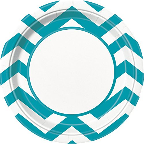 Teal Chevron Paper Plates, 8ct
