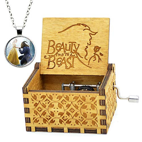 Beauty and the Beast Music Box- 18 Note Mechanism Antique Carved Wooden Music Box Crafts (Beauty and the Beast)