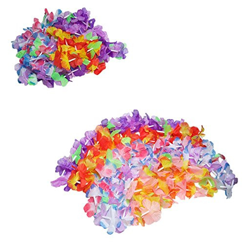 Fun Express 12 Hawaiian Ruffled Simulated Silk Flower Leis Novelty (1 Dozen)