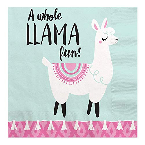 Whole Llama Fun - Llama Fiesta Baby Shower or Birthday Party Luncheon Napkins - 16 Count