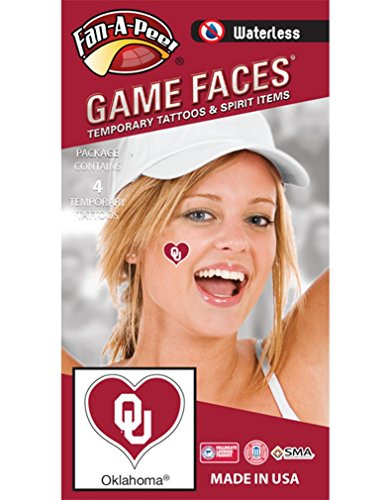 Fan A peel NCAA Oklahoma Sooners 4-Pack I Love My U Temporary Tattoos