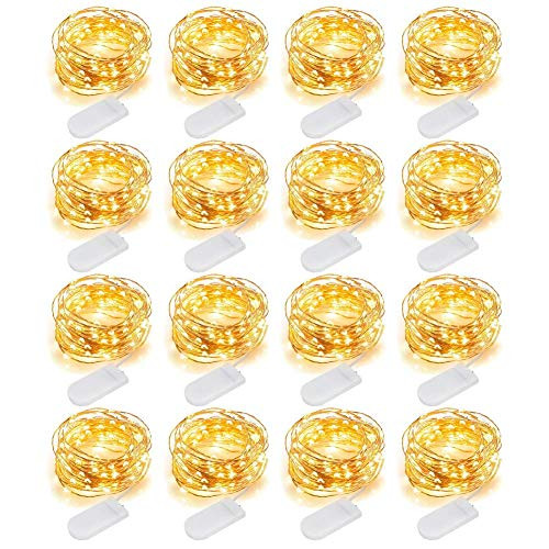 MJMIX 16 Pack Fairy Lights Battery Operated (Included) 10ft 30 LED Mini String Lights Waterproof Copper Wire Firefly Starry Lights for DIY Wedding Party Jars Christmas Decorations, Warm White MJMIX 16 Pack Fairy Lights Battery Operated (Included) 10ft 30 LED Mini String Lights Waterproof Copper Wire Firefly Starry Lights for DIY Wedding Party Jars Christmas Decorations, Warm White
