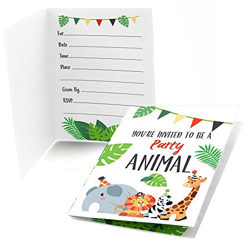 Big Dot of Happiness Jungle Party Animals - Fill in Safari Zoo Animal Birthday Party or Baby Shower Invitations (8 Count) Big Dot of Happiness Jungle Party Animals - Fill in Safari Zoo Animal Birthday Party or Baby Shower Invitations (8 Count)
